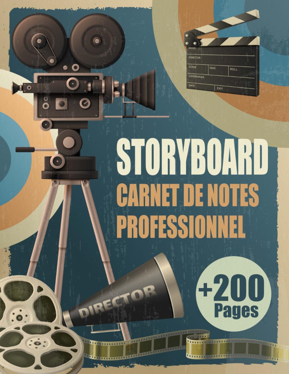Cahier storyboard 16:9 pour dessiner vos scènes vidéo sur 200 pages
