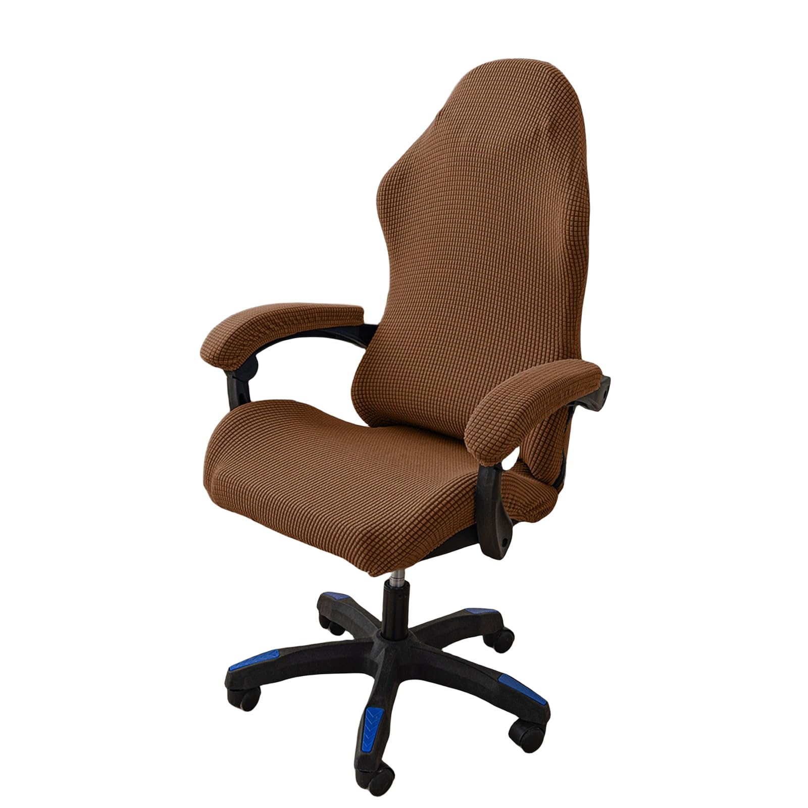 OQHAIR Ergonomic Gaming chair cover Stretch Jacquard Gaming Chair Slipcover Dustproof Anti Slip with 2 Armrest Covers with Zipper -Light coffee