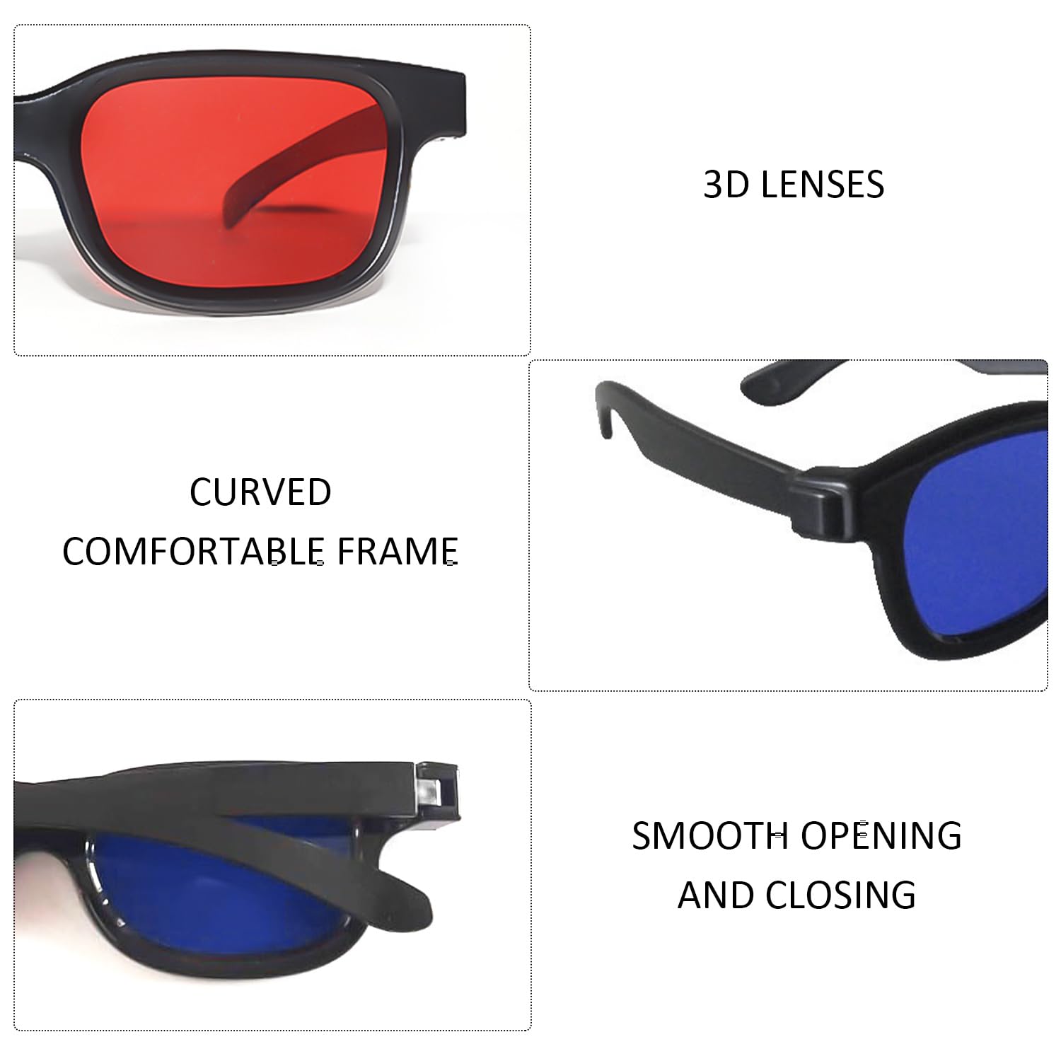 Okulary 3D TV - 4 Sztuki Czerwone i Niebieskie do Filmów i Gier Komputerowych, Przenośne, Jeden Rozmiar