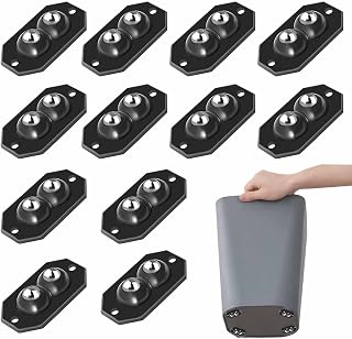 12 Pcs Self Adhesive Caster Wheels Mini Attachable 360 Degree Swivel Paste Wheels for Kitchen Universal Appliances Various Bottom Storage Boxes Drawer Trash Rotation Pulley