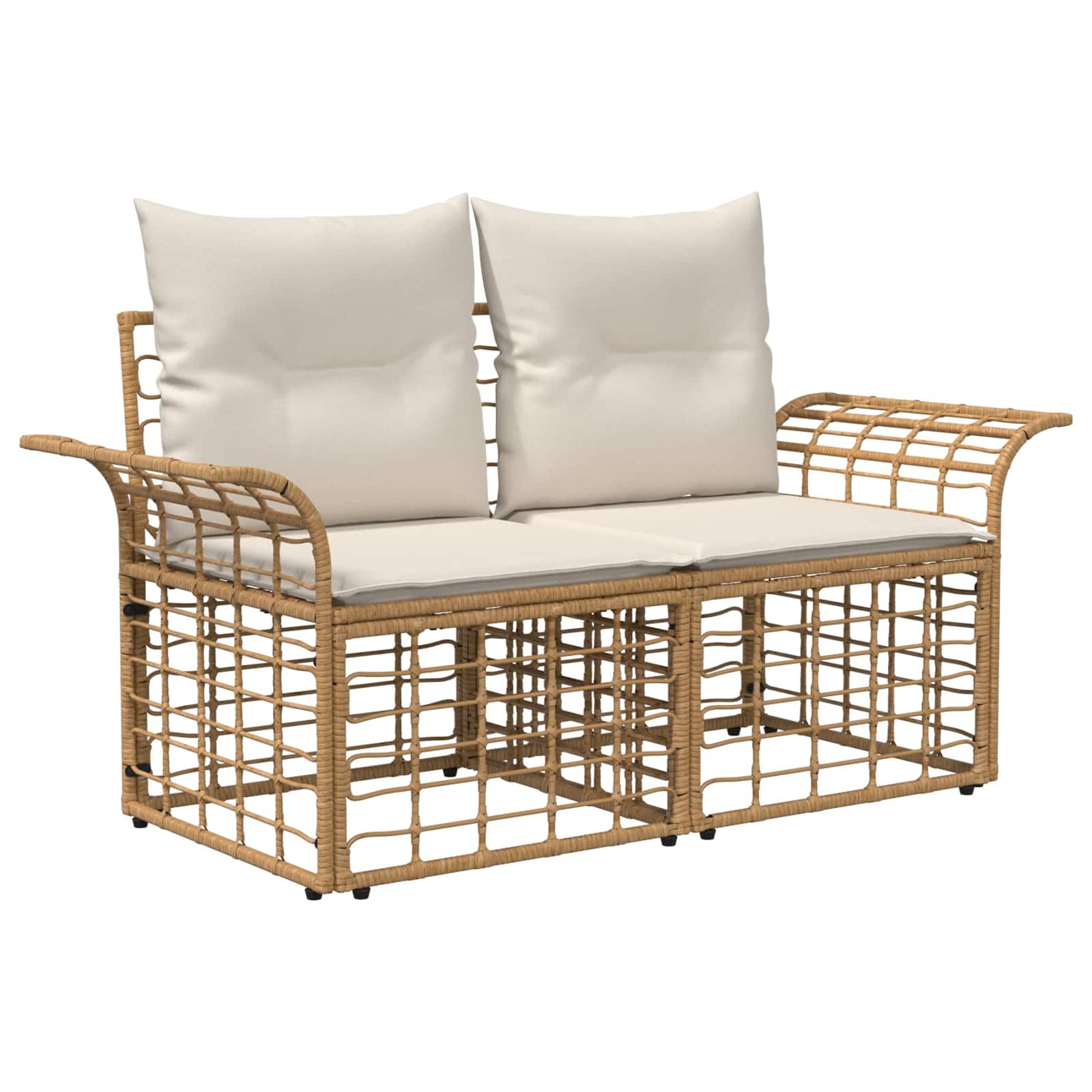 Set di divani da giardino in polyrattan, 12 pezzi, colore bianco crema naturale | Gruppo lounge modulare con tavolo in legno di acacia e cuscini per giardino e terrazza. Regolabile in modo flessibile.