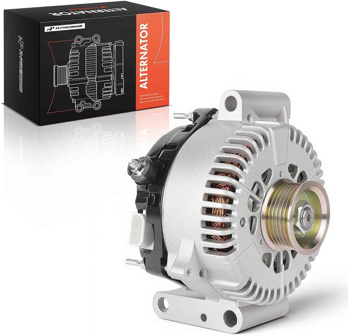 A-Premium Alternator, 12V 130A 6-Groove Pulley CW, Compatible with Ford | for Escape 2005-2007, Mazda Tribute 2005-2006, Mercury Mariner 2005-2007, L4 2.3L, Replace# 5L8T10300LC
