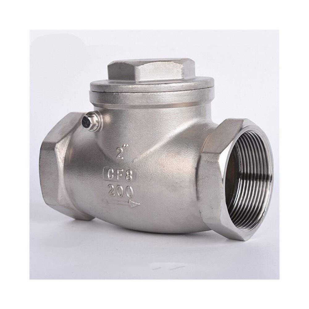 HJCMOONB Needle Valve Stainless Steel Wire Mouth Horizontal Non-Return Valve 304 Stainless Steel Female Thread Swing Check Valve 1/2 3/4 1 1-1/4 Inch(DN40)
