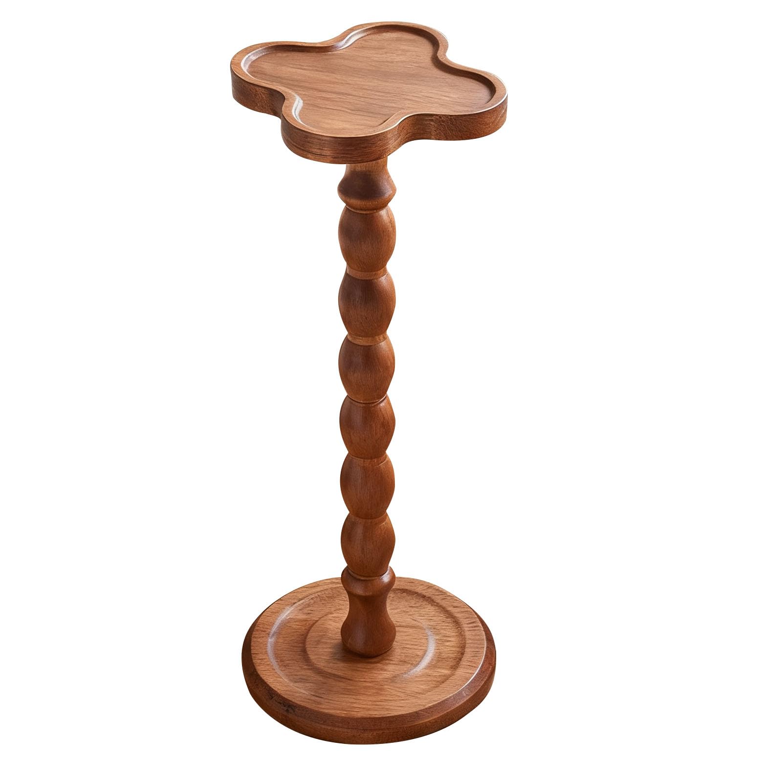 60 cm Solid Wood Round Bar Table, Modern Coffee Drink End Tables, Anti-slip Cocktail Pedestal Side Table, Easy Assembly Dining Bistro Table for Small Space, Living Room, Office, Bedroom (Rustic Brown)