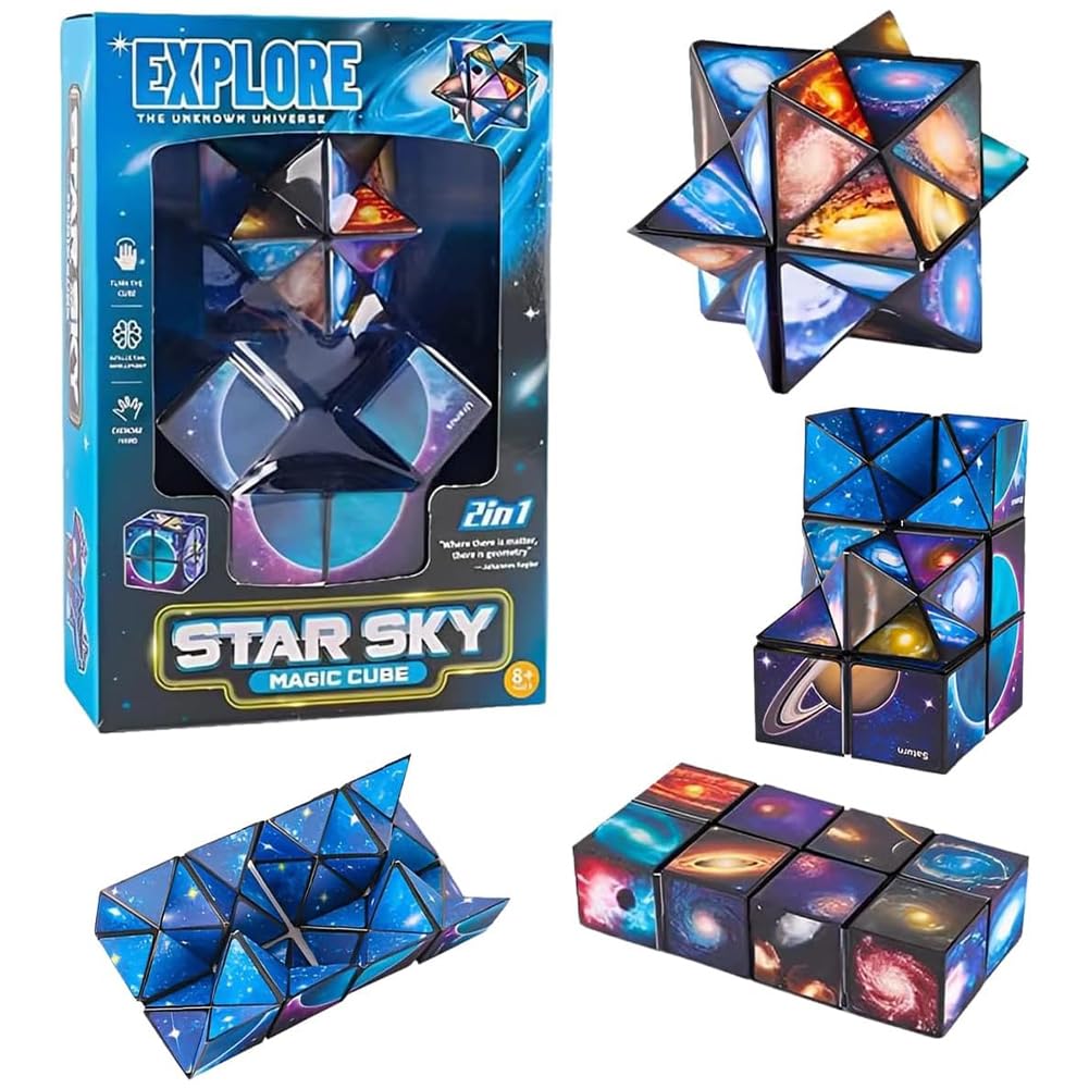 Infinity Cubes Toys for Kids, Autism Travel Magic Cube, Children Space Solar System Fidget Puzzles Smart Toy, Educational Fidget Toy Gifts for Kids Boy Girls