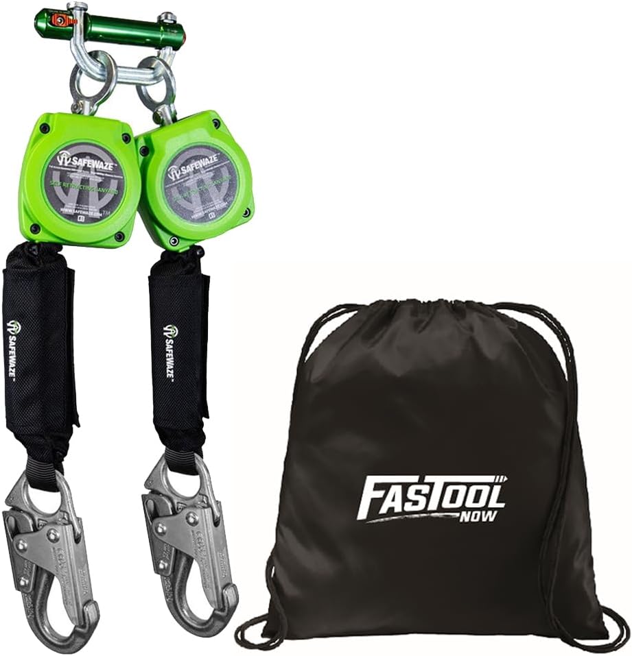 Safewaze 019-5054 6' Web Dual Leg Retractable with Steel Rebar Hooks & 9013 BWB