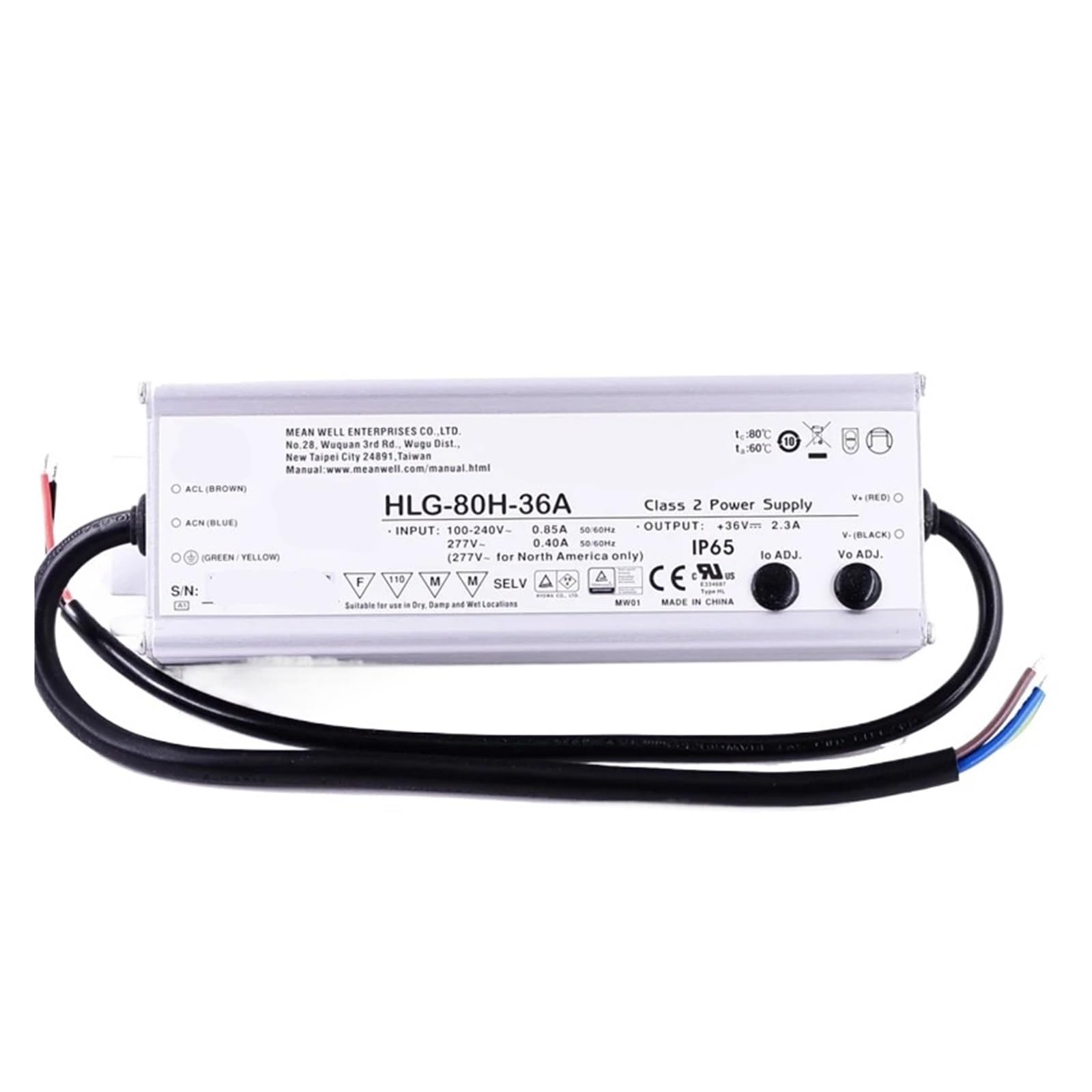 Driver LED HLG-80H-36A 80W : tension constante contre le scintillement des lampadaires