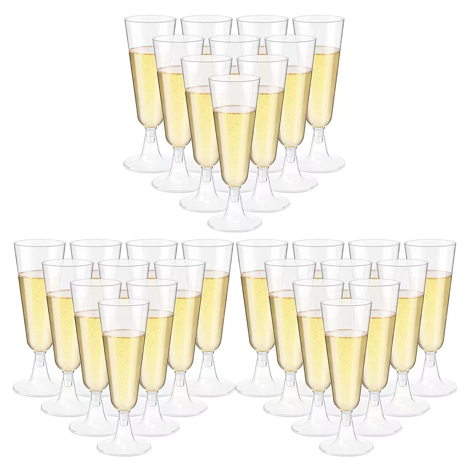36 Pcs Plastic Champagne Flutes, 150ml Clear Champagne Glasses, Reusable Crystal Wine Cocktail Cups Perfect for Christmas Wedding Toasting Flutes Party