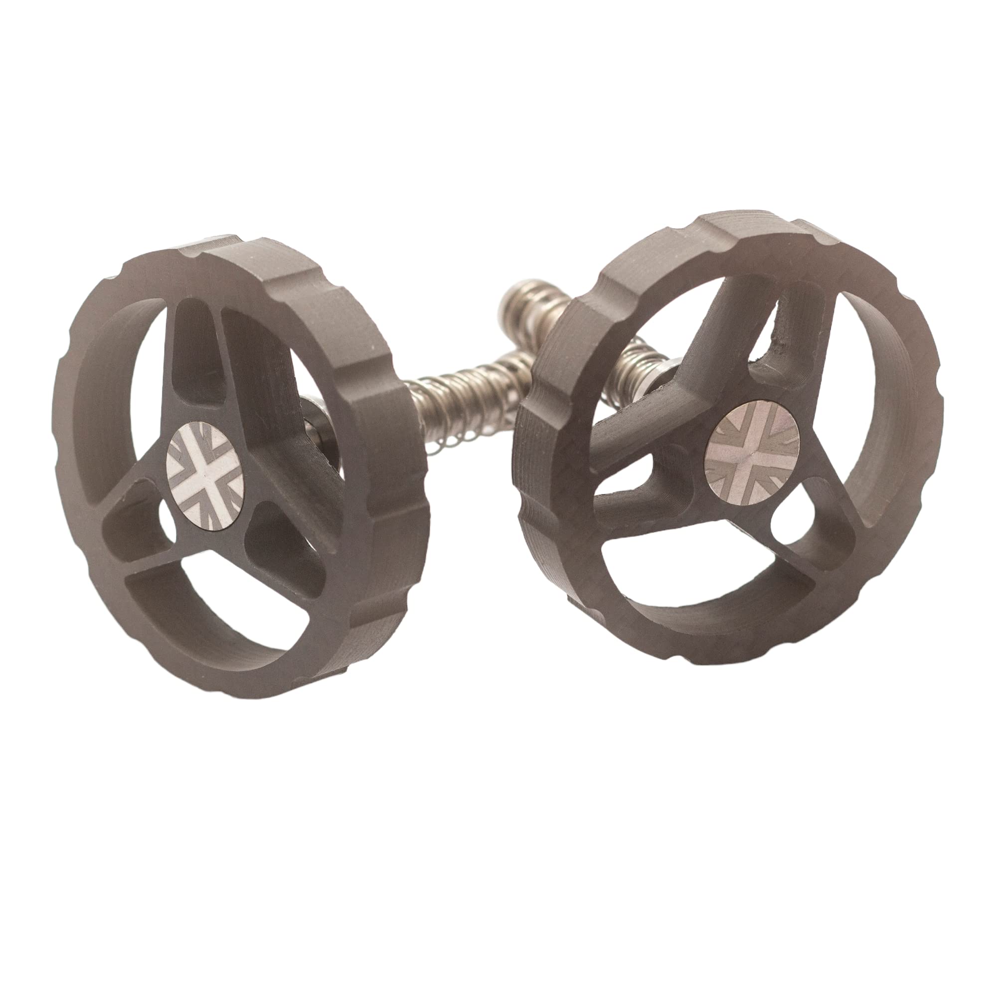 Leviers de charnière ronds London Craftwork en titane et carbone argentés