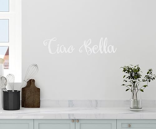 Miniatura 8 de 24"x5" Ciao Bella Hola Adiós hermoso Italiano Saying Cocina Familia Pared calcomanía Arte Mural decoración del hogar cita