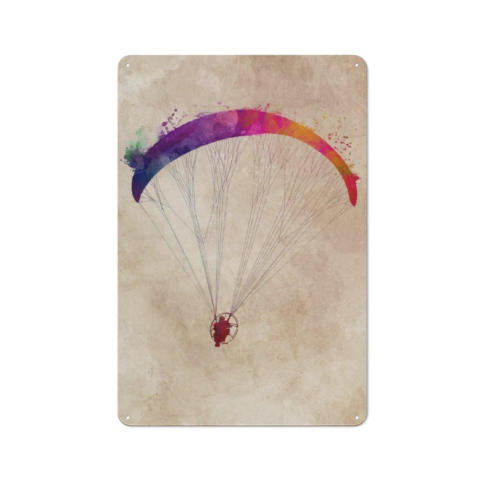 Junmoney Paraglider-1 Tin Wall Plaque 30X20cm With Paraglider For Studio Or Craft Room, For Metal Sign Collectors, For Kitchen And Home Bar Decor