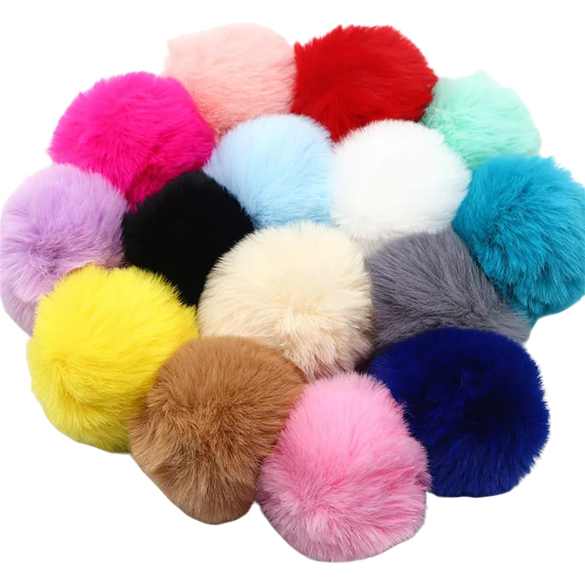 50 Llaveros De Pompones Coloridos Y Esponjosos De 6 Cm, Colgantes De Bolas De Peluche Esponjosas Para Llaves De Coche, Bolsos Y Carteras De Mujer