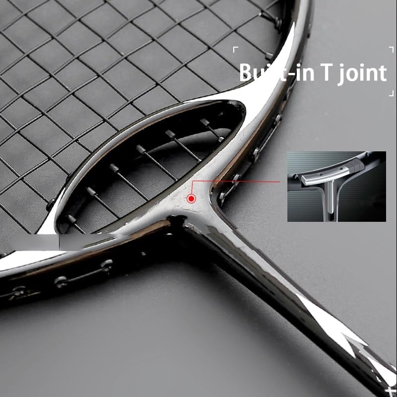 Badminton Set Racchette da Badminton Professionali Offensive in Fibra di Carbonio ad Alta Tensione 35 libbre con Corda