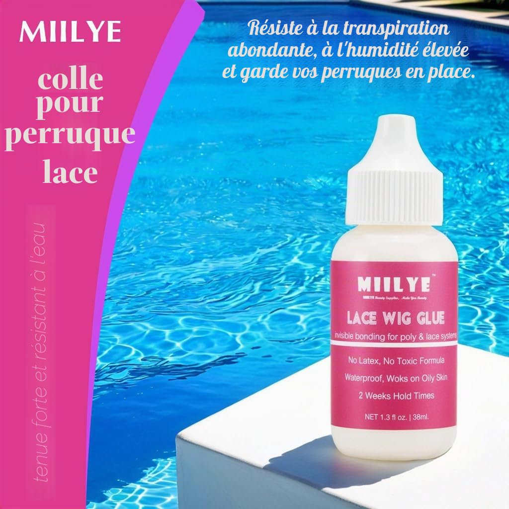 MIILYE Kit d'installation de perruque, 120 ml, spray adhésif pour perruques frontales, colle blanche, tenue forte sans couture, invisible