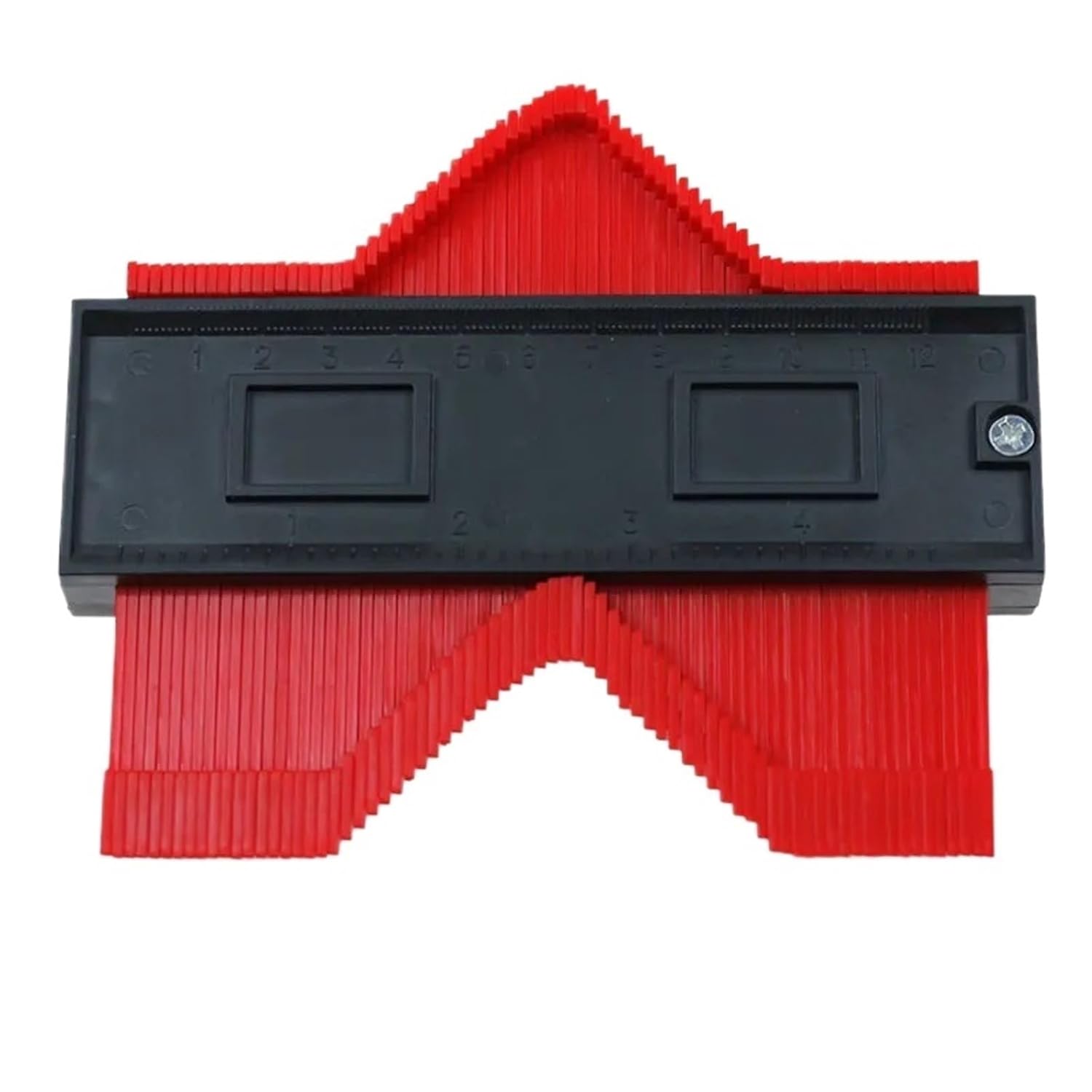 Contour Gauge Duplicator Ceramic Tile Carpet Cutting Template Profile Measuring Angle Ruler Contour Duplicator Woodworking Tools(5 Inch Red)