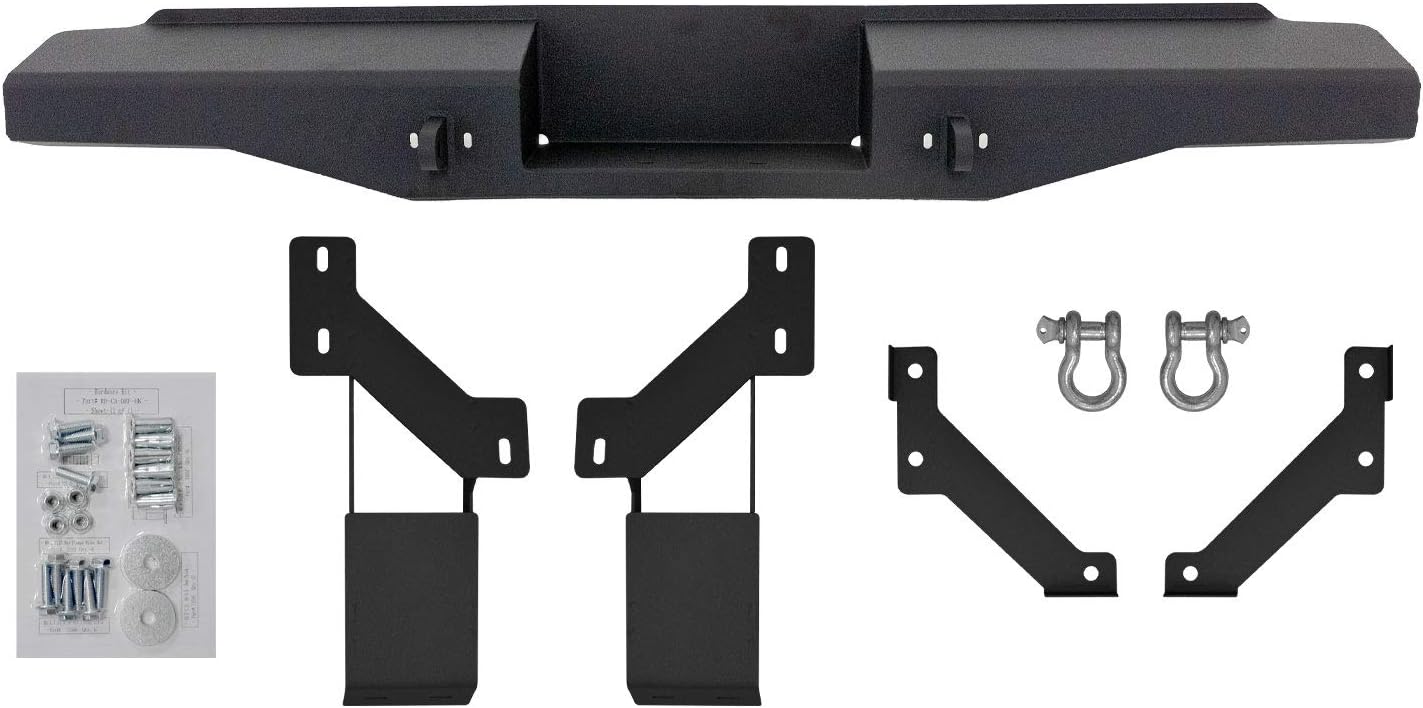 SuperATV Sheet Metal Rear Bumper For Can Am Defender HD 5/8/10/MAX, Thick Steel Plating, 2 D-Ring Shackles, Built-In Winch Mount Pre-Fit For SuperATV 3500lb. Black Ops Winch, See Fitment, USA Made