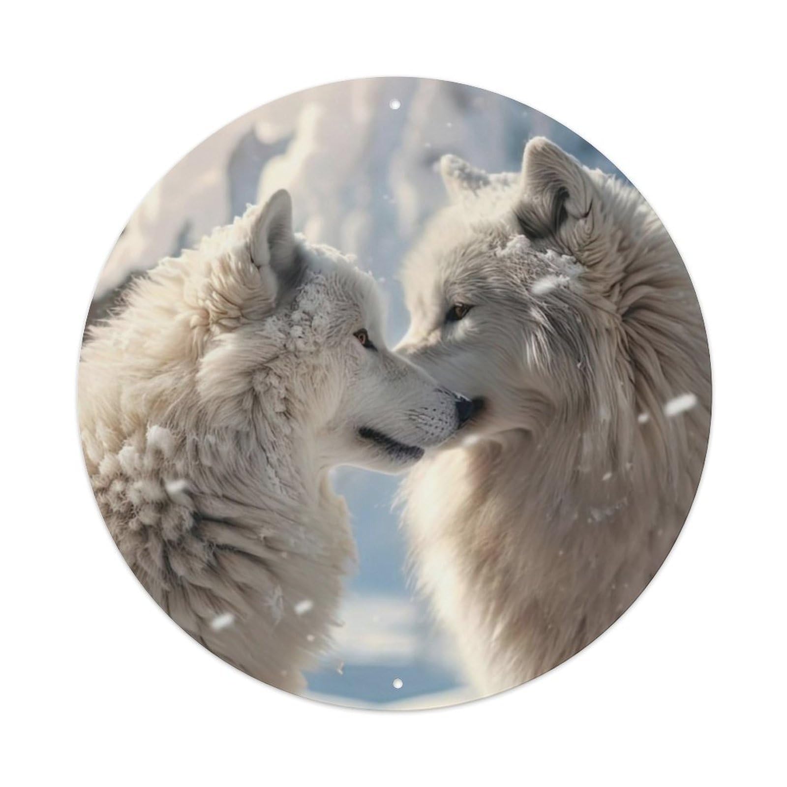 Animal Artwork Arctic Wolves on Snow Metal Tin Sign
