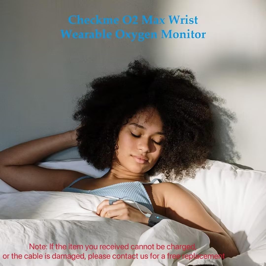 User wearing Wellue O2 Pulse Oximeter while sleeping