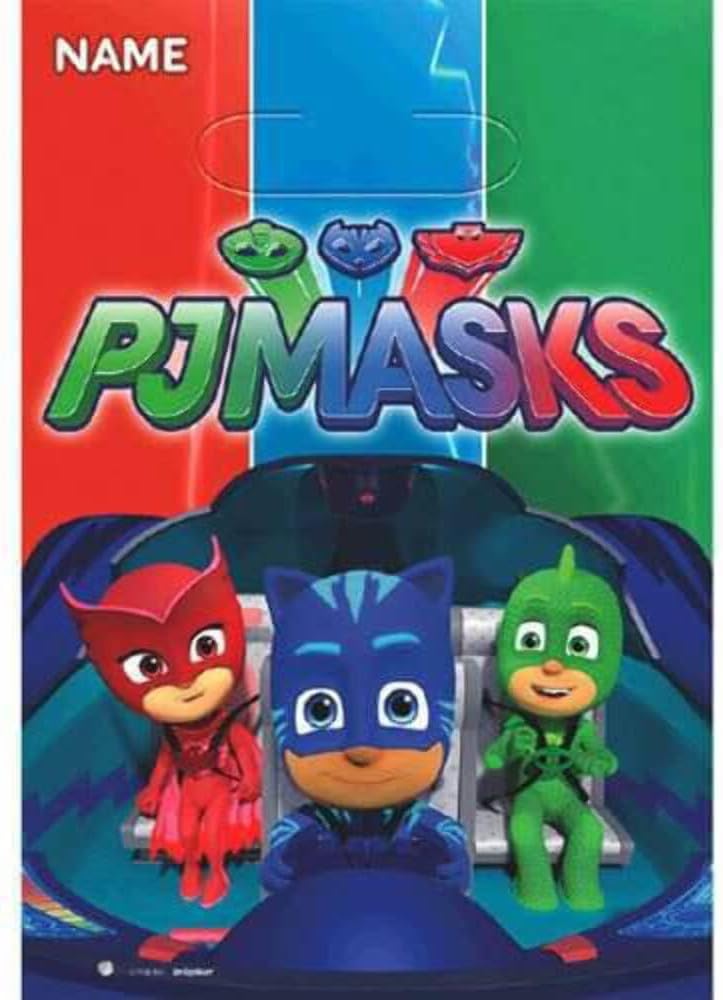 Amscan PJ Masks Multicolor Folded Loot Bags - 9 x 6.5 Pack of 8 - Perfect Loot Bags for Game Prizes &amp; Giveaways