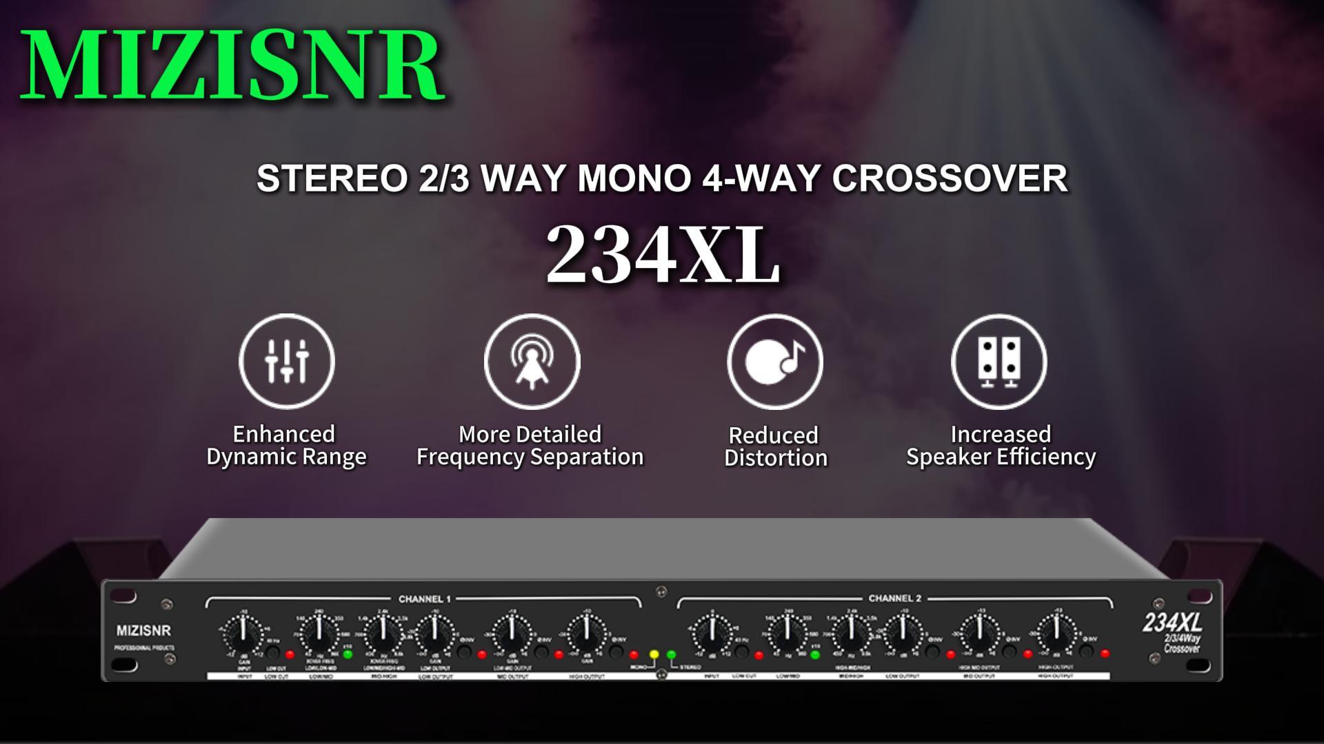 Professional Audio Crossover, 2/3 Way Stereo/ 4 Way Mono Crossover