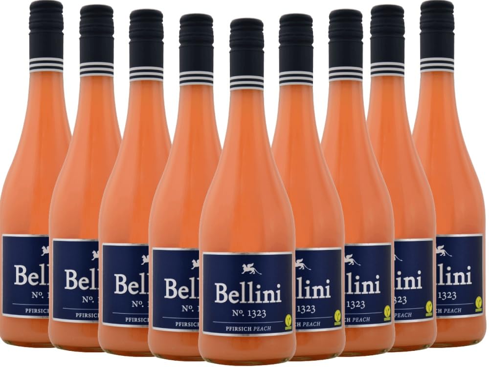 Bellini No. 1323 Pfirsich P&P Weine Weinhaltiges Getränk 9 x 0,75l VINELLO - 9 x Weinpaket inkl. kostenlosem VINELLO.weinausgießer