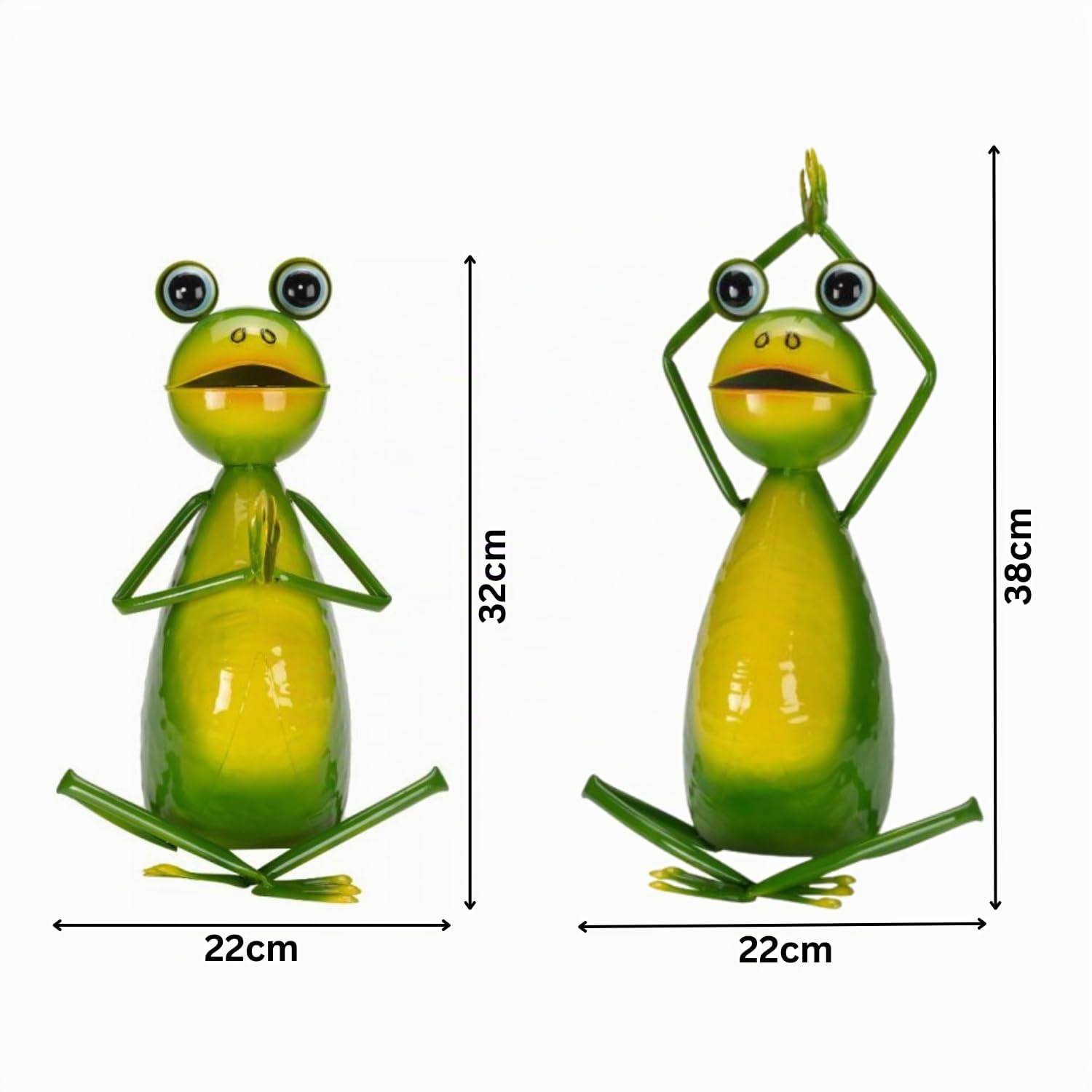 Garden Mile Grenouille de yoga en métal - Ornements de jardin en plein air - Résistant aux intempéries - Peint à la main - Sculptures et statues de jardin pour intérieur et extérieur - Idéal pour