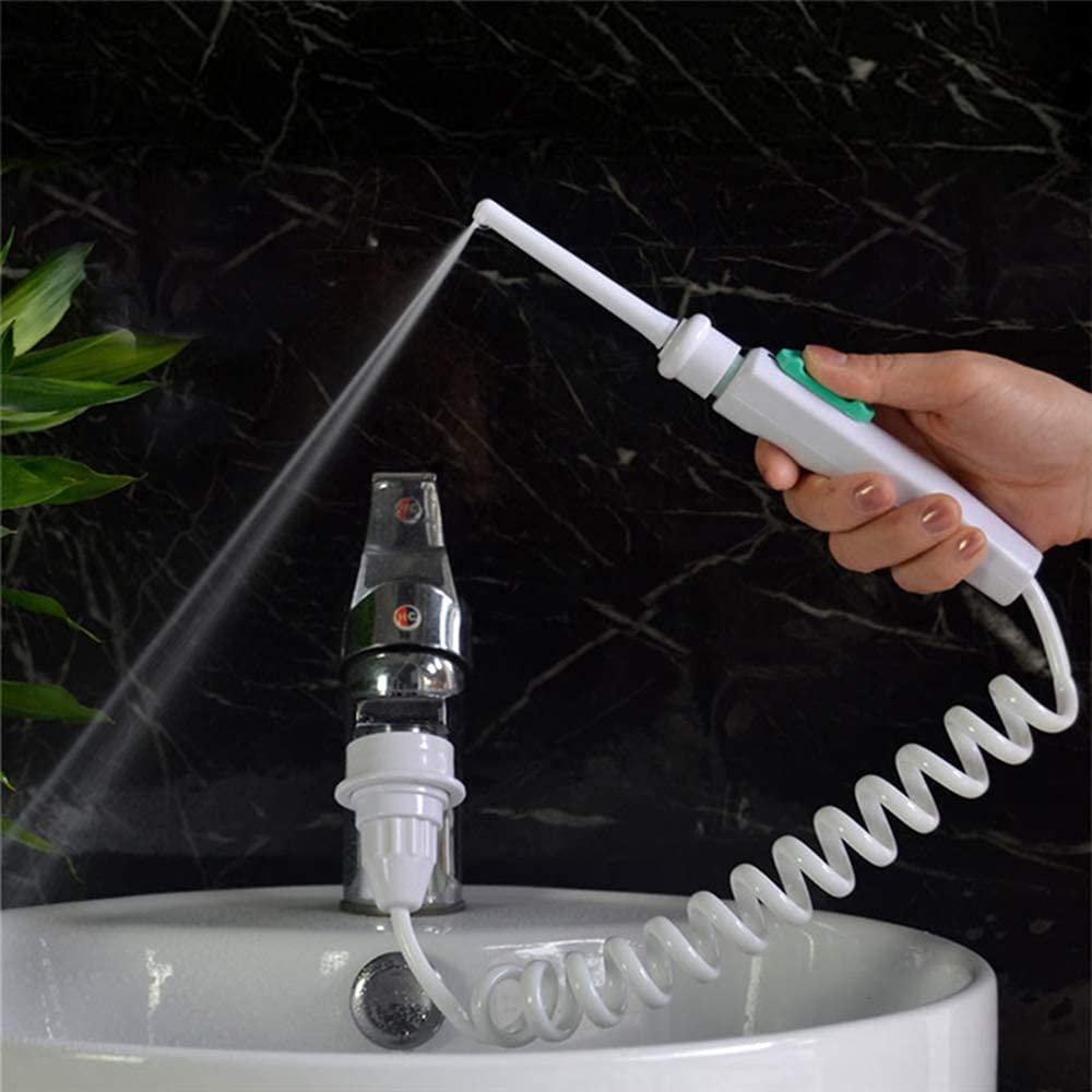 Agua Dental Flosser Grifo Faucet Irrigator 6PCS Boquilla Spray Boquilla Agua Jet Floss Irrigador Dental 360 Grado Rotación Dental Pinte Oral Riego Dientes Máquina de Limpieza