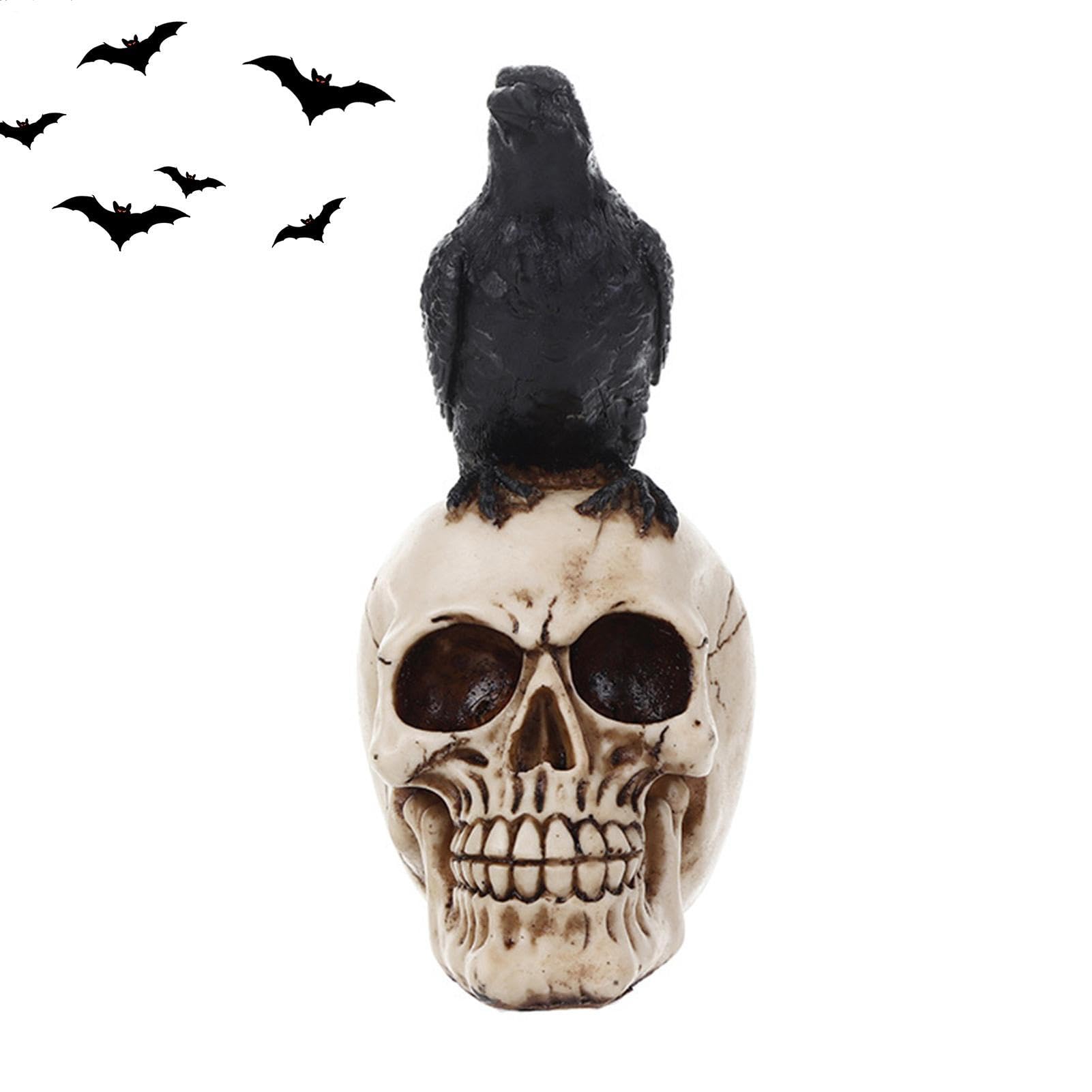Figurine oiseau assis effrayant et squelette de décoration
