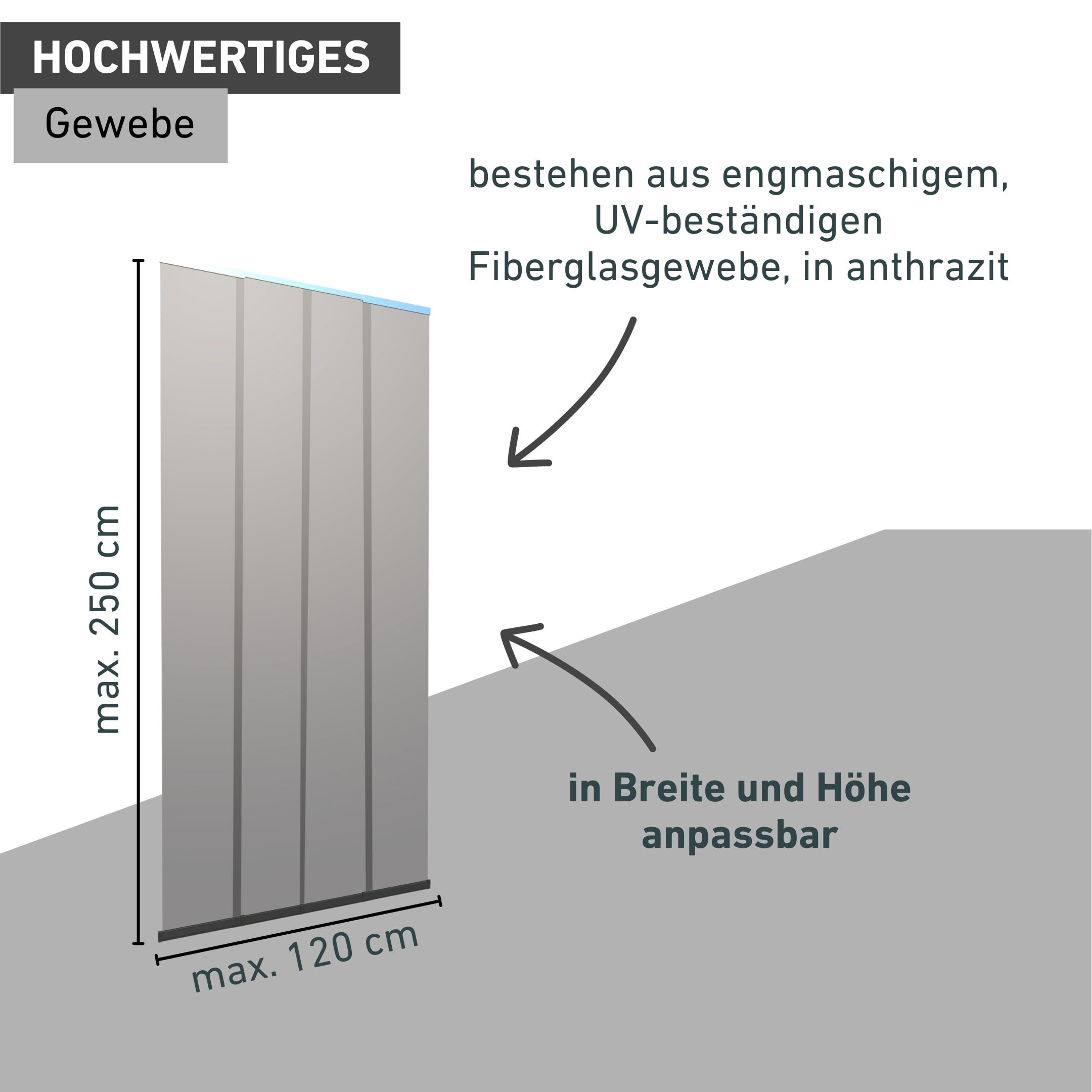 Windhager Insektenschutz Teleskopvorhang - 120 x 250 cm - anthrazit - Fliegengitter, Türvorhang, Lamellenvorhang, Mückenschutz, Fliegenvorhang Terrassentür - ohne bohren