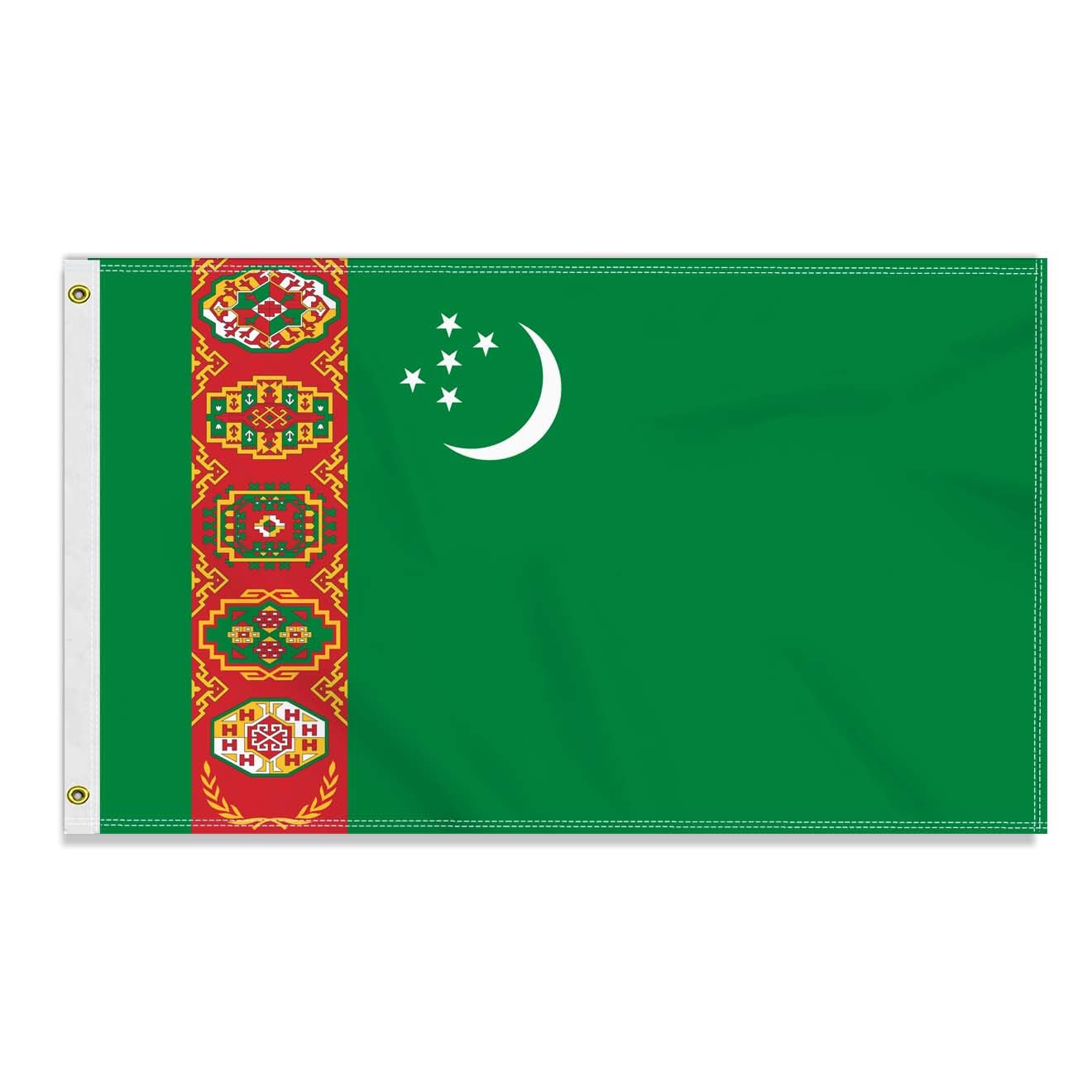 3×5 FT Turkmenistan Flag, Large 90×150 CM 150D Turkmen Outdoor Banner,Decor Garden With Brass Gromment — image 1