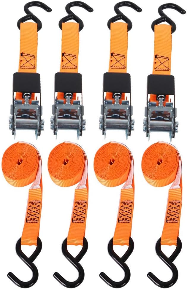 XSTRAP Ratchet Tie Down Straps - 4 Pk - 10 Ft- 300 Lbs Load Cap- 900 Lbs Break Strength-Cargo Straps for Moving Appliances, Lawn Equipment, Motorcycle, Orange : Tools & Home Improvement