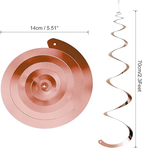 Miniatura 2 de MECCANIXITY 30 espirales colgantes de fiesta de oro rosa de una sola tira para colgar decoraciones colgantes de 27.6 pulgadas, serpentinas de techo