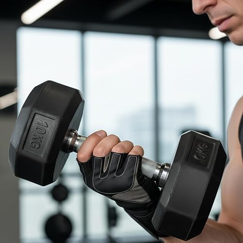 Miniatura 4 de Guantes de entrenamiento para hombres y mujeres, transpirables, sin dedos, con soporte para muñeca, protección completa de la palma y agarre extra