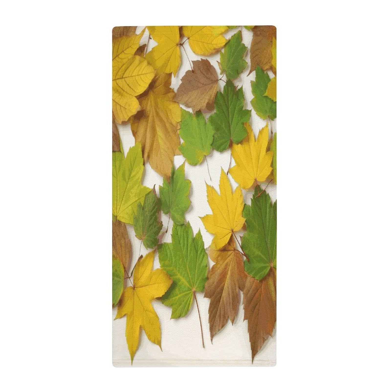 FekiLoot Leaves Hand Towels Coral Velvet Highly Absorbent Towel,Classic Luxury Printed Hand Towels Soft Hands Face Towel for Bathroom Kitchen Salon Workout 13.8 X 28.7 in