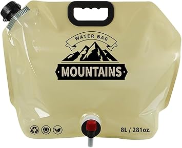 Kitssential® 8 Liter Folding Water Storage Bag Pouch for Cycling, Picnic, Outdoor Camping, Road Trip, Traveling Water Carrier Supplies Bag and Container 8L Drinking Water Container Tank (Multicolour) - image, photos
