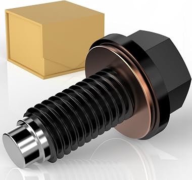 M12x1.75 Magnetic Aluminum Oil Drain Plug with 1Pcs Gasket Chevy | For Buick Chevrolet Cadillac GMC Ford Hummer Copper Crush Washer Sump Drain Bolt Oil Pan Bolt Anti Leakage Seal Replacement