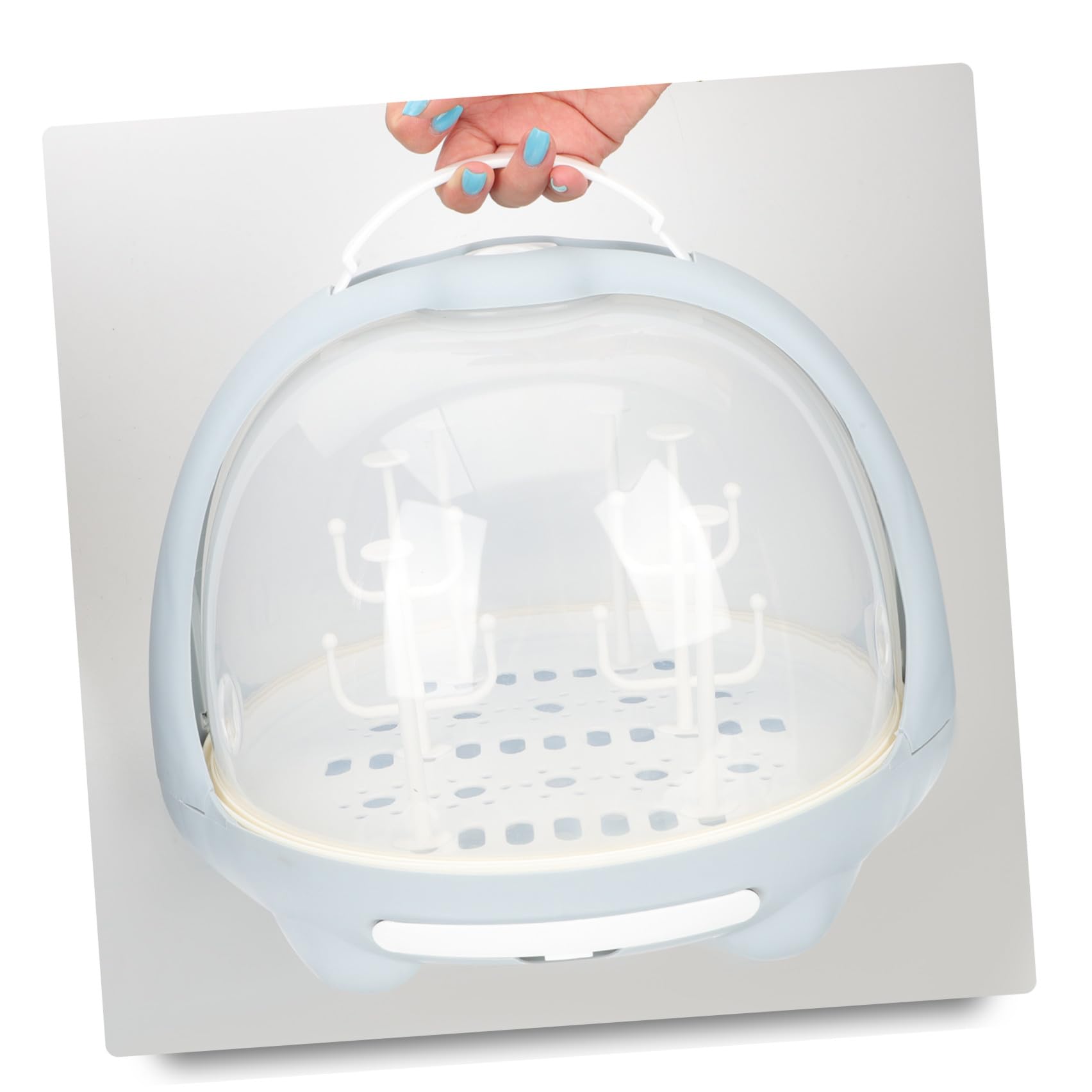 PACKOVE Boîte de Séchage pour Bouteilles Bleu en PP, Résistant aux Dommages, Utilisable à Sec et Humide, Organise Biberons et Vaisselle pour Bébé, Cuisine