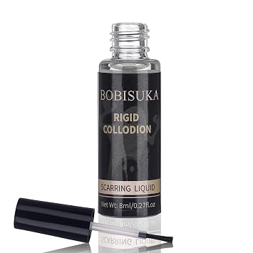 BOBISUKA Rigid Collodion with Brush 8ml for Scar Makeup, Scarring Liquid for Special Effects, Professional Realistic SFX Makeup Kit for Halloween, Cosplay, Costume, Theater, Stage & Film