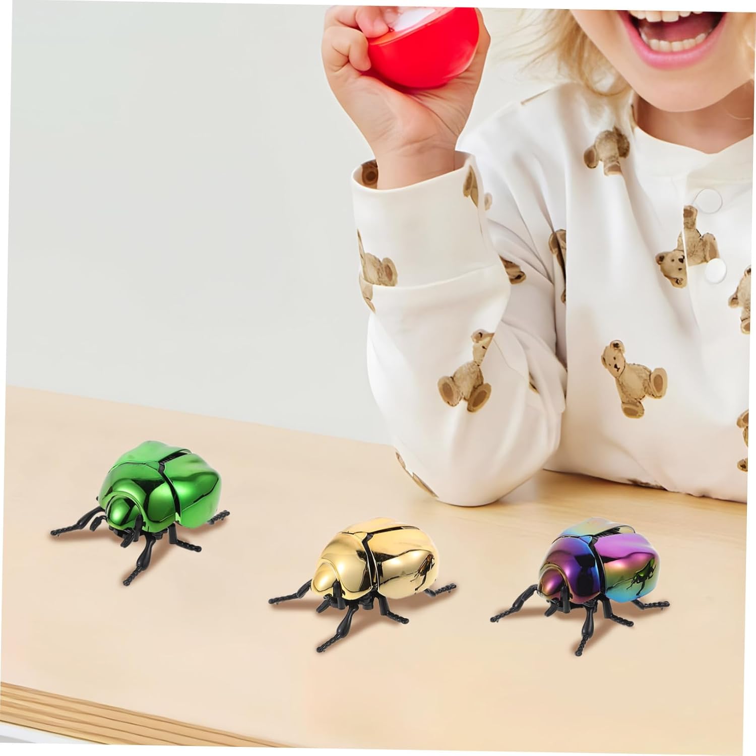 Abaodam 3pcs Lifelike Beetle Figures with Shaking Head Tail for April Fool Day Halloween Decor Educational Play and Observation Skills Development