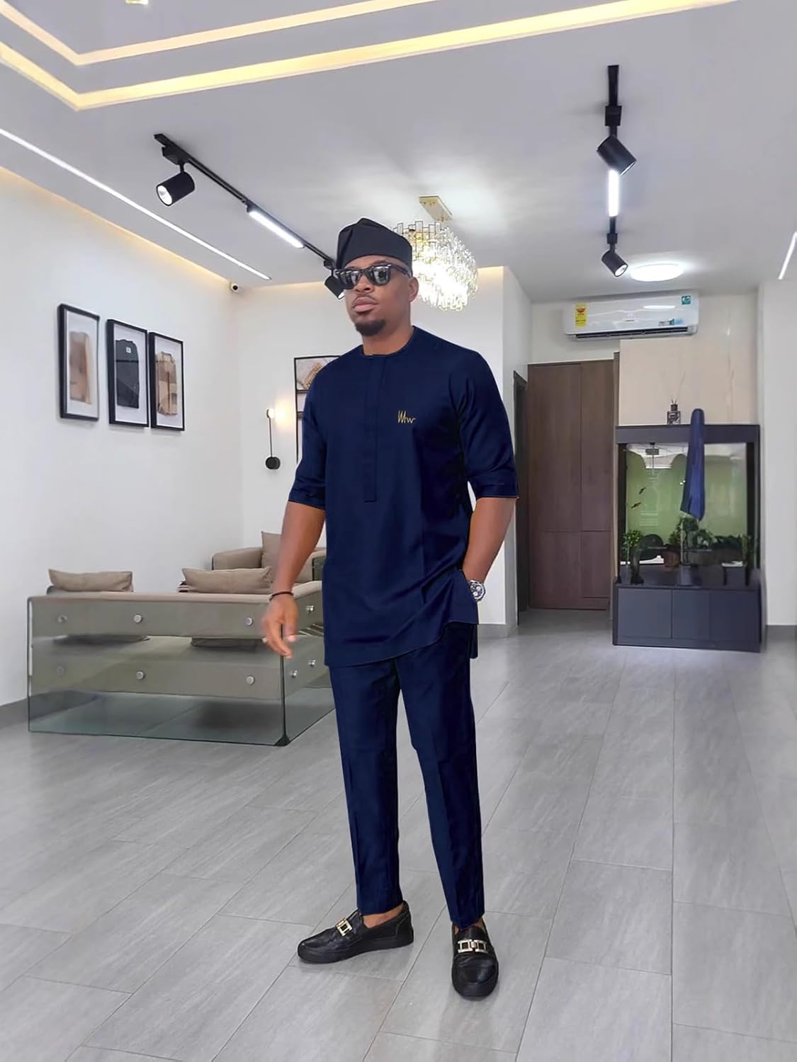 African Traditional Clothing for Men Dashiki Shirts and Pants 2 Piece Set Slim Fit Outfits Party Suit