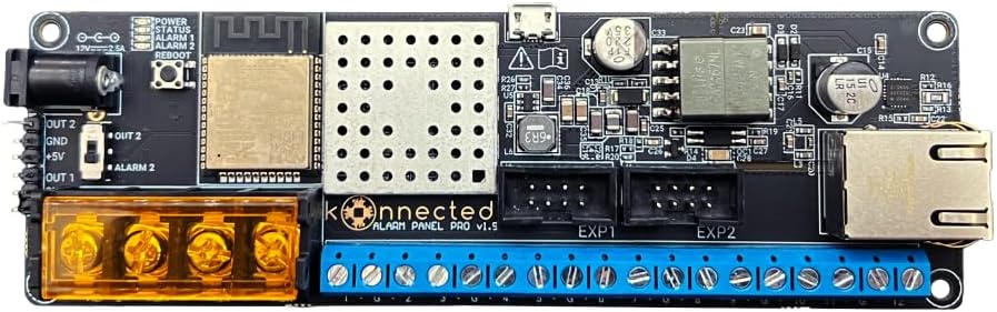 Konnected 12-Zone Wired Smart Alarm Panel - Alarm Panel Pro (Board Only) - Make Wired Alarm System Smart - SmartThings, Alexa - No Batteries - No Monthly Subscription - Wi-Fi - Ethernet - PoE