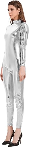 Miniatura 8 de Speerise - Unitardo, catsuit de manga larga para mujer, color metálico brillante