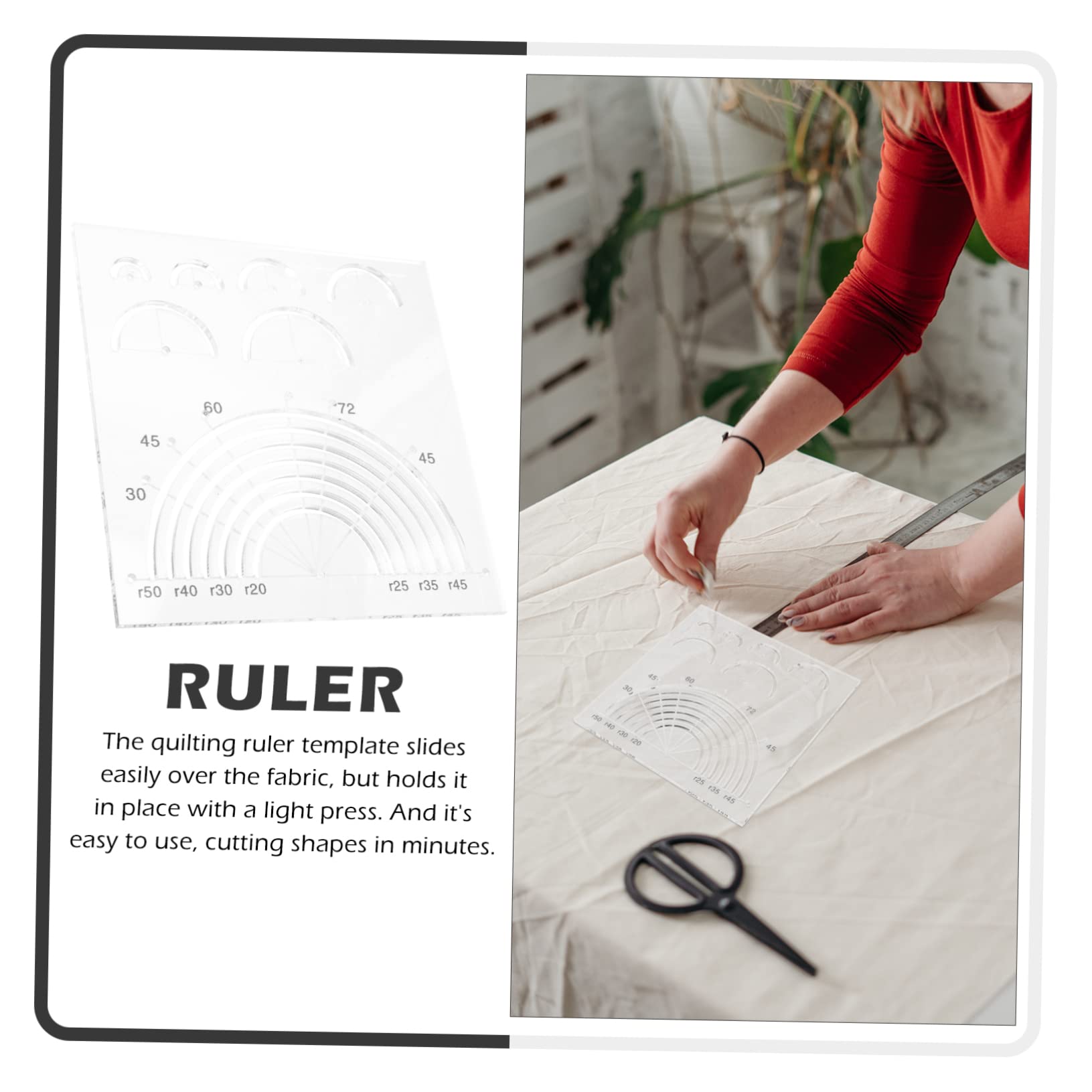 4piezas Plantilla De Acolchado De Acrílico Regla Para Corte De Patchwork Herramienta De Costura Para Manualidades y