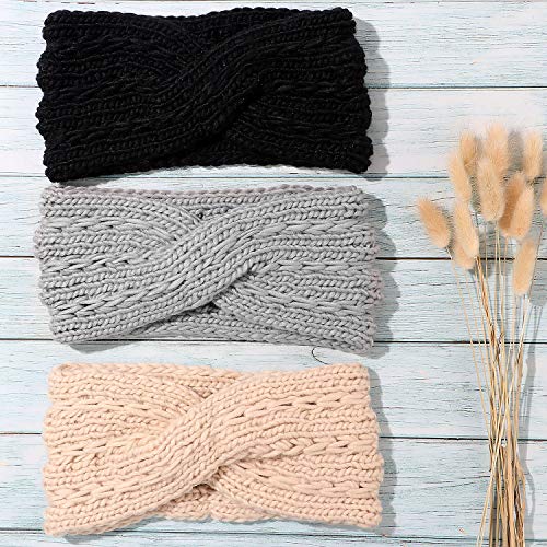 Tacobear 3 stuks gebreide hoofdbanden voor vrouwen winter hoofdband winter gedraaide hoofdband warm gehaakte hoofd wrap… - Image 8