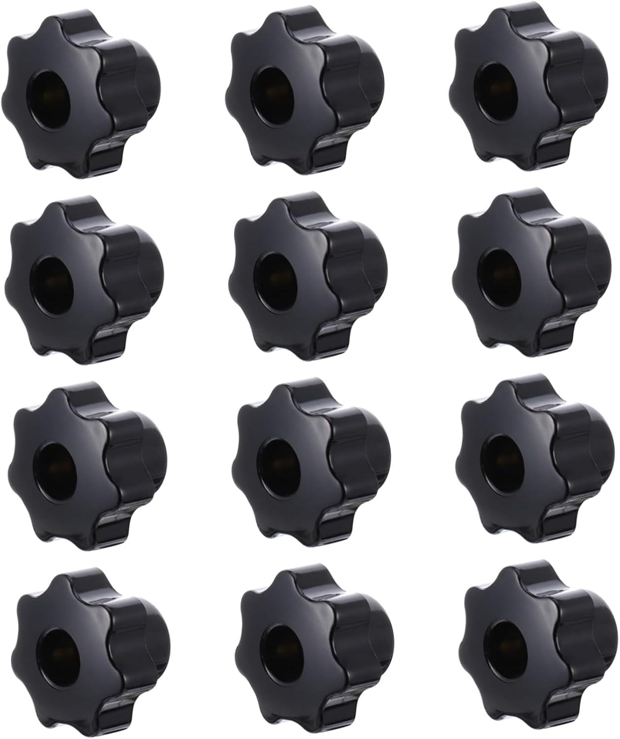 Kichvoe 12Pcs Star Knobs Assortment Plastic Threaded Hand Knobs with Knurled Clamping Nuts for Mechanical Equipment Instruments and Furniture Use
