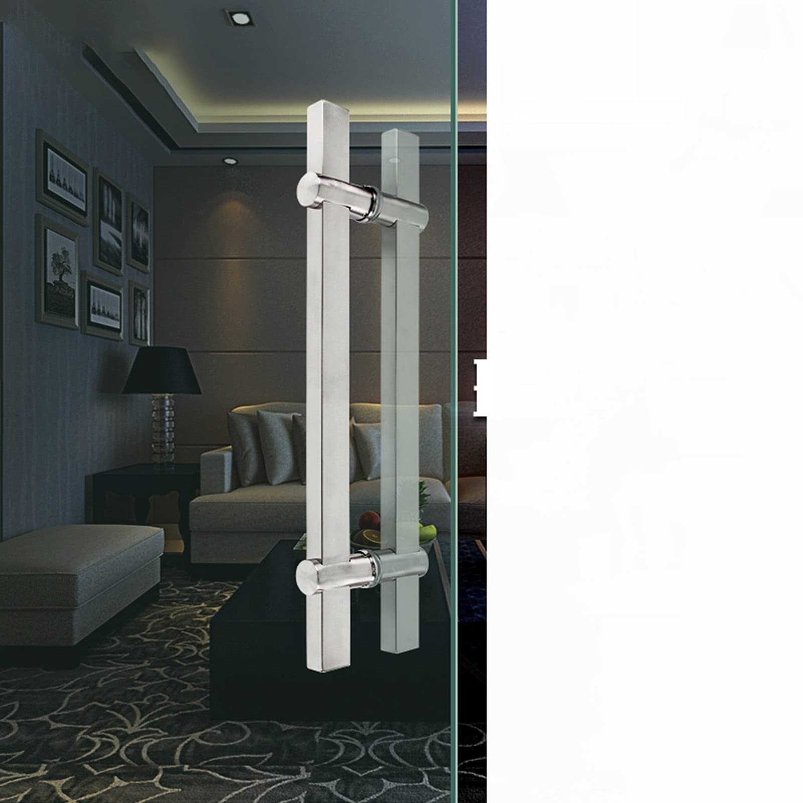 Poignée de porte en verre à pousser et à tirer pour gain de place