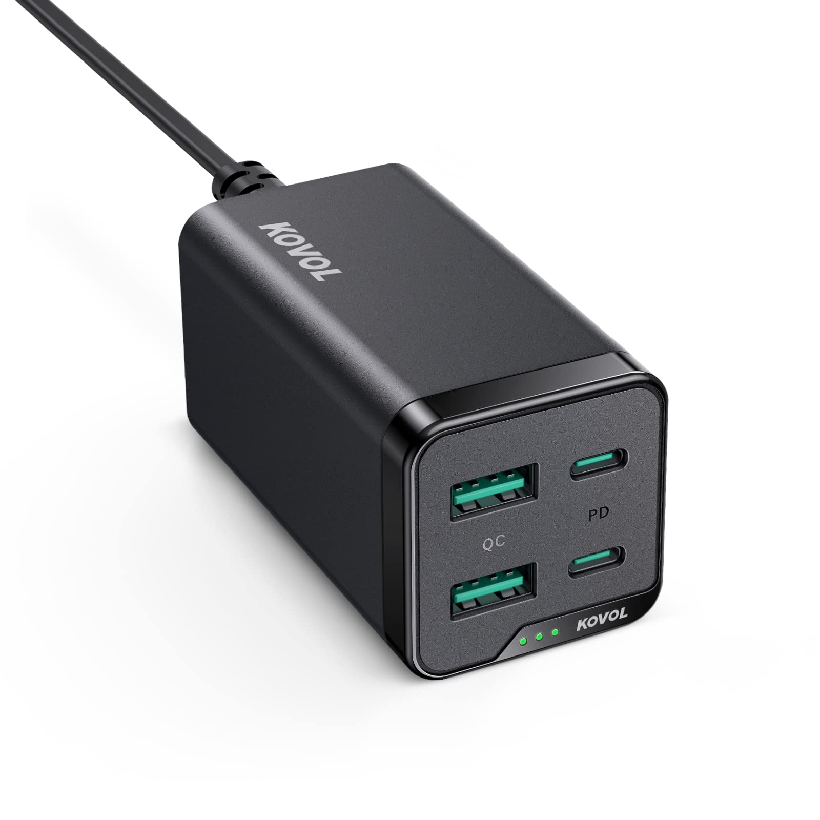 USB C Charger, KOVOL 65W 4-Port PD PPS [GaN III] Fast Desktop Wall Charger USB C Charging Station wi