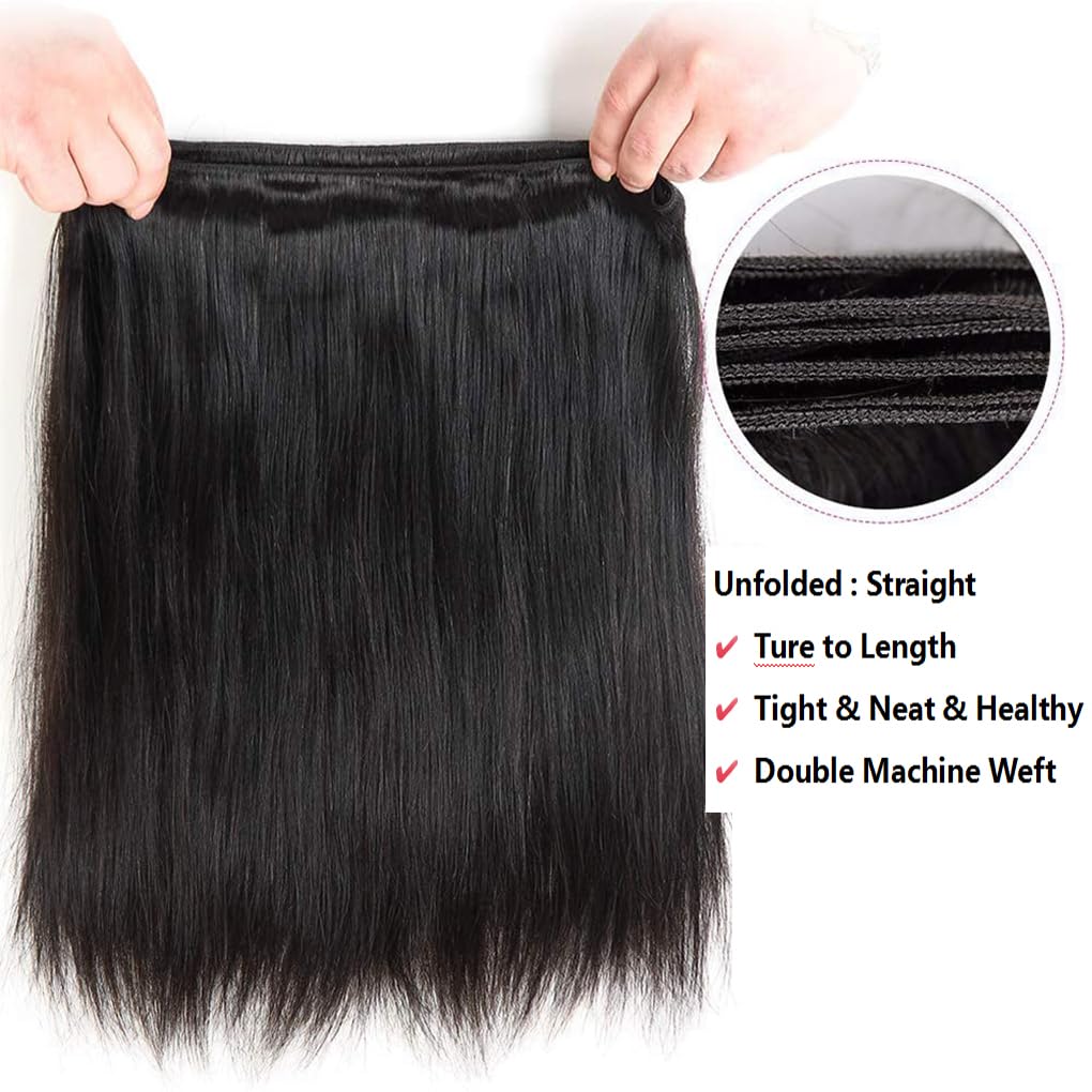 Amazon.com : 10A Straight Bundles Human Hair 20 22 24 Inch  display picture 2