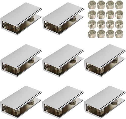 LC LICTOP Soportes de estante de vidrio rectangular de aleación de zinc para 0.24" a 0.39" vidrio 8pcs