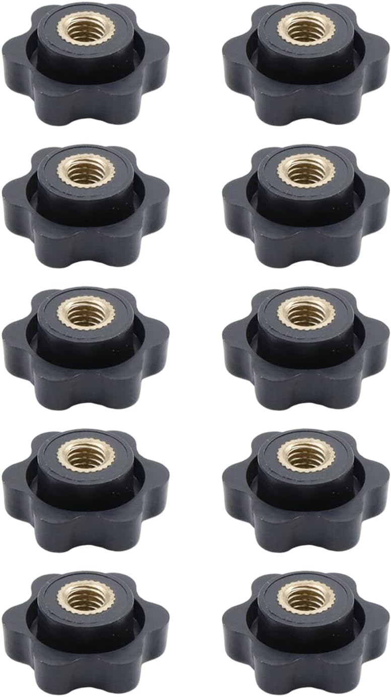 Antrader M6 Star Knob Clamping Handle Nut,10Pcs Thru Hole Star Knobs